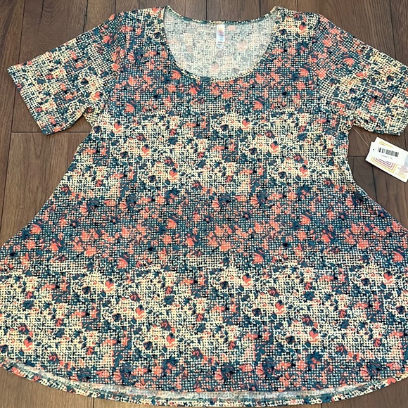 NEW Lularoe perfect tee yellow, teal and coral - Picture 1 of 6